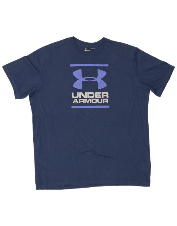 Мужская футболка с рисунком Under Armour, топ XL, темно-синий, хлопок