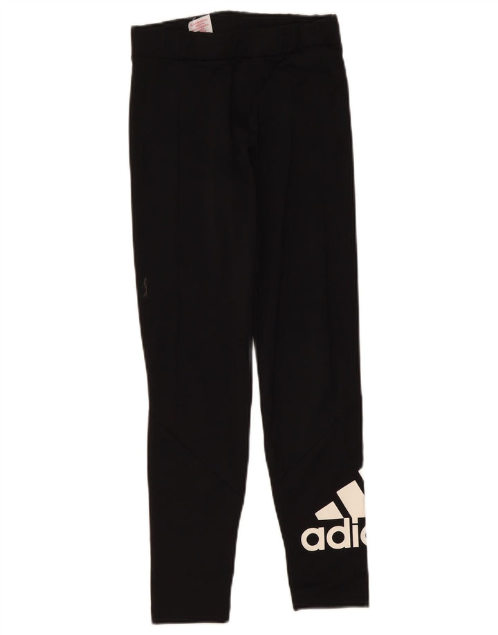 Леггинсы с рисунком Adidas для девочек 11-12 лет, черный полиэстер