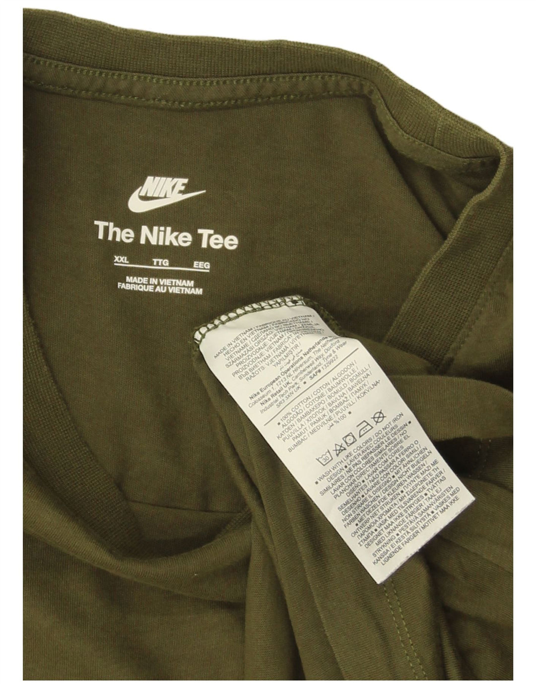 Мужская футболка NIKE 2XL, хлопок цвета хаки