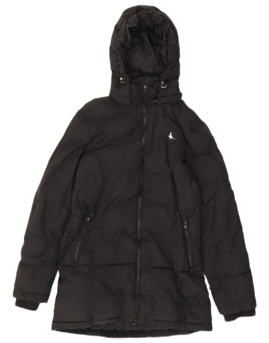 JACK WILLS Womens Hooded Padded Coat UK 8 Small Black Polyester Vintage Jack Wills and Second-Hand Jack Wills from Messina Hembry 