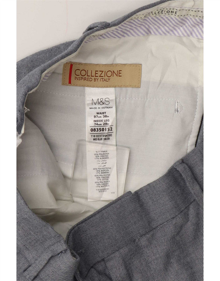 Мужские прямые повседневные брюки Marks & Spencer W38 L29 синие из полиэстера