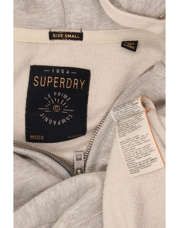 SUPERDRY Мужской свитер с капюшоном и молнией с графическим рисунком, маленький серый хлопок с крапинками