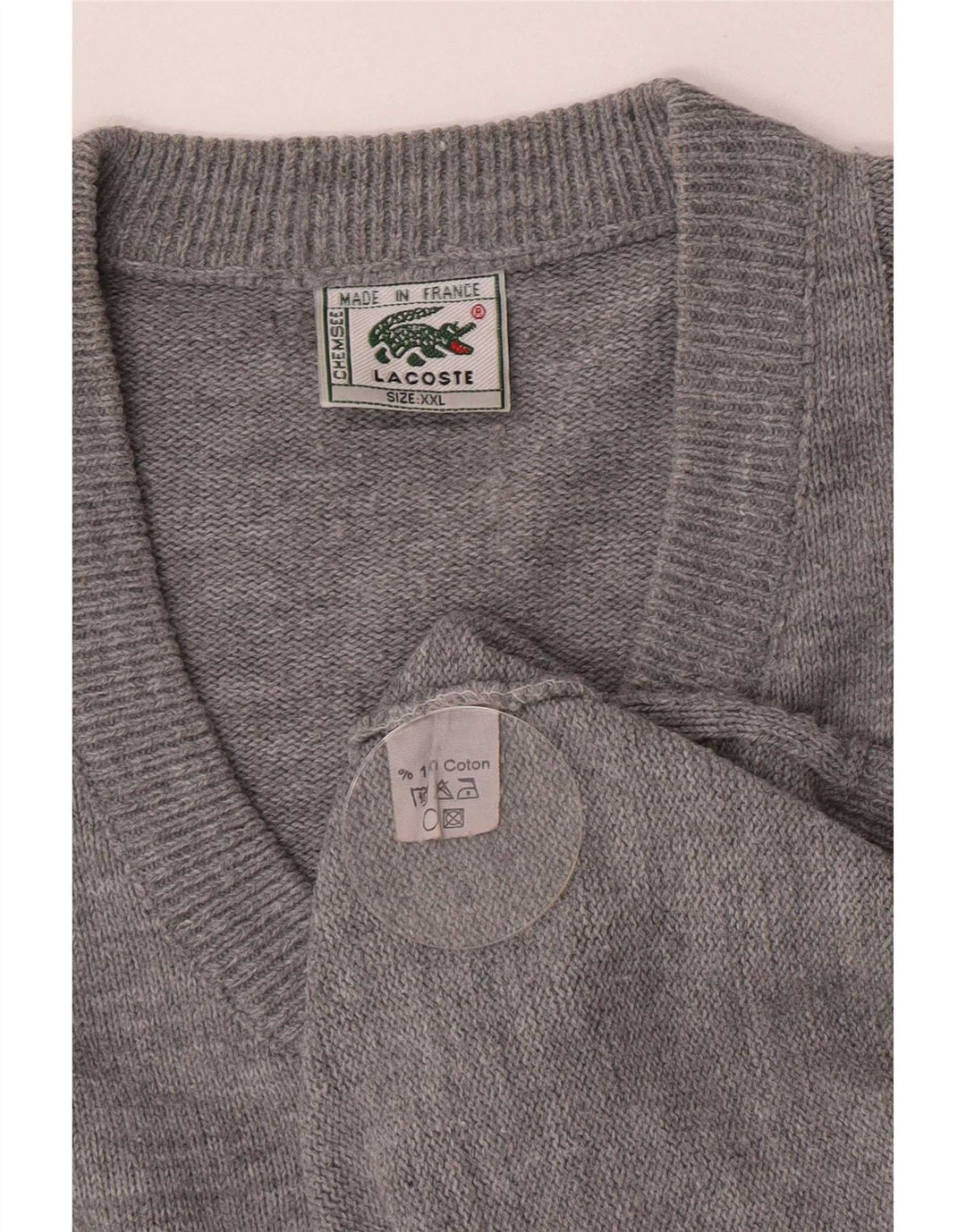 Мужской свитер Lacoste с v-образным вырезом 2XL, серый хлопок