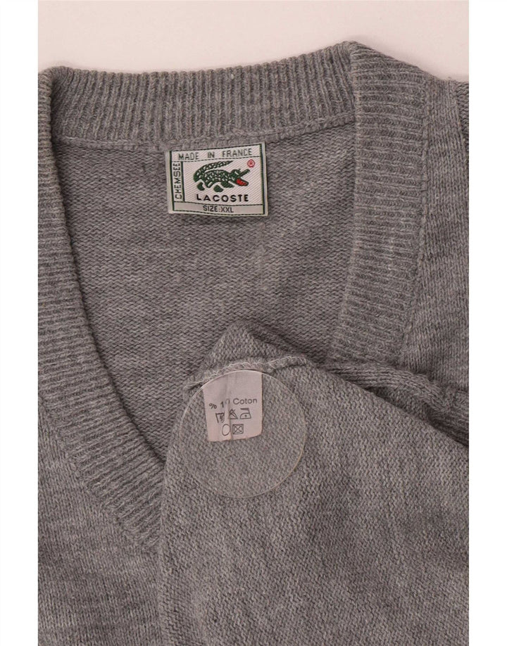 Мужской свитер Lacoste с v-образным вырезом 2XL, серый хлопок