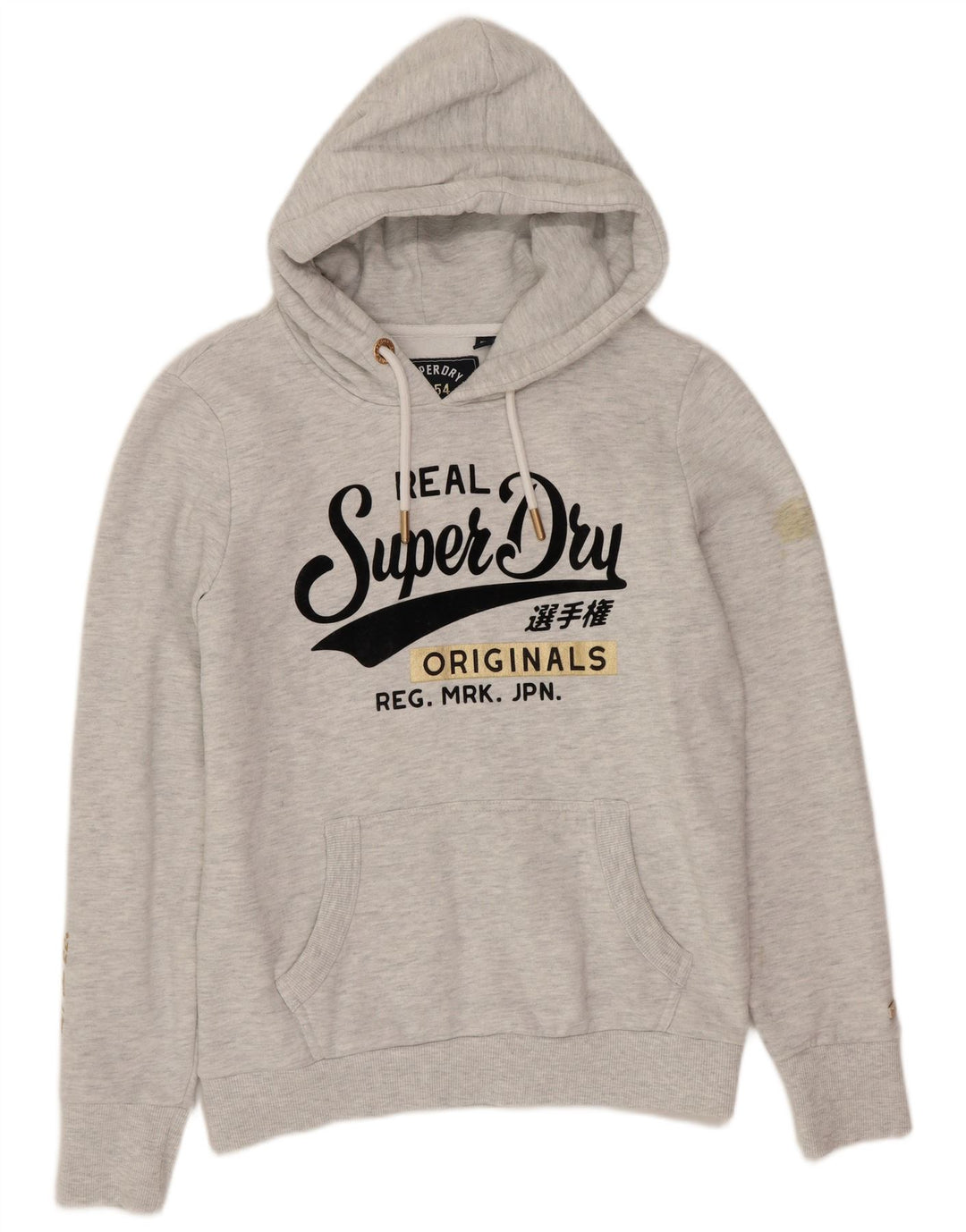 Женский джемпер с капюшоном Superdry UK 12, полиэстер среднего серого цвета