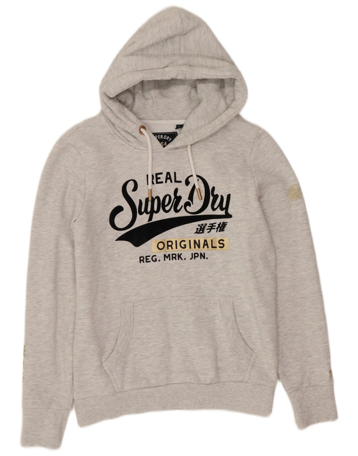 Женский джемпер с капюшоном Superdry UK 12, полиэстер среднего серого цвета