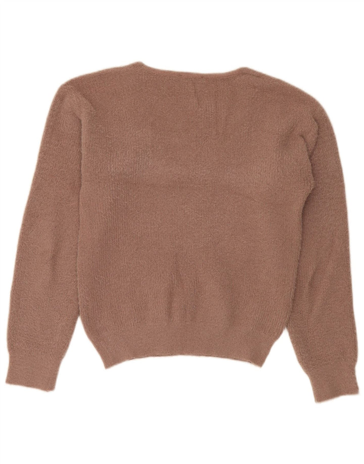 Женский свободный джемпер с v-образным вырезом Zara UK 10, маленький коричневый полиэстер