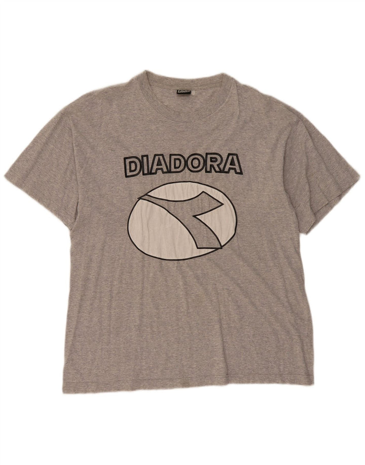 Мужская футболка с рисунком Diadora, большая, серая