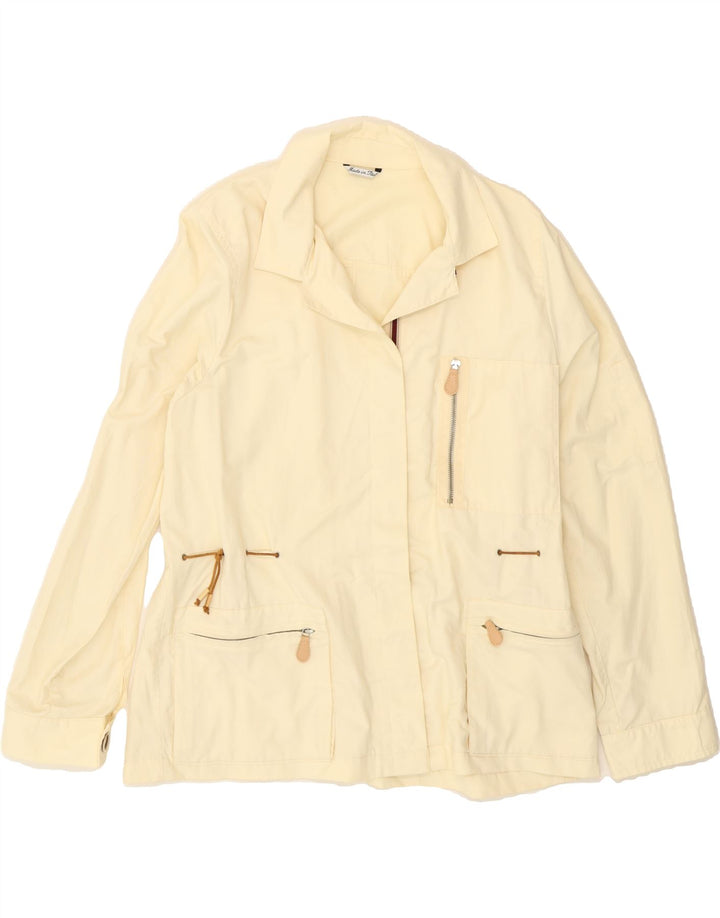 VINTAGE Womens Utility Jacket UK 16 Large Off White Cotton Vintage Vintage and Second-Hand Vintage from Messina Hembry 