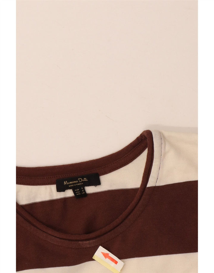 Мужской топ Massimo Dutti из хлопка с длинным рукавом в маленькую коричневую полоску