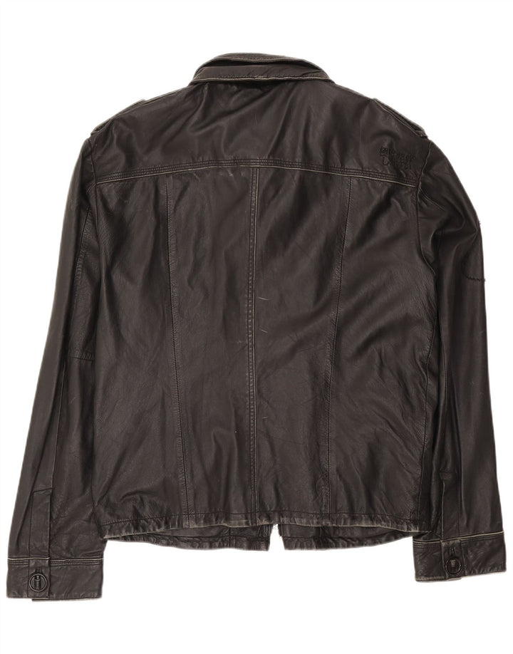 Мужская кожаная куртка Superdry UK 42 XL черная кожа