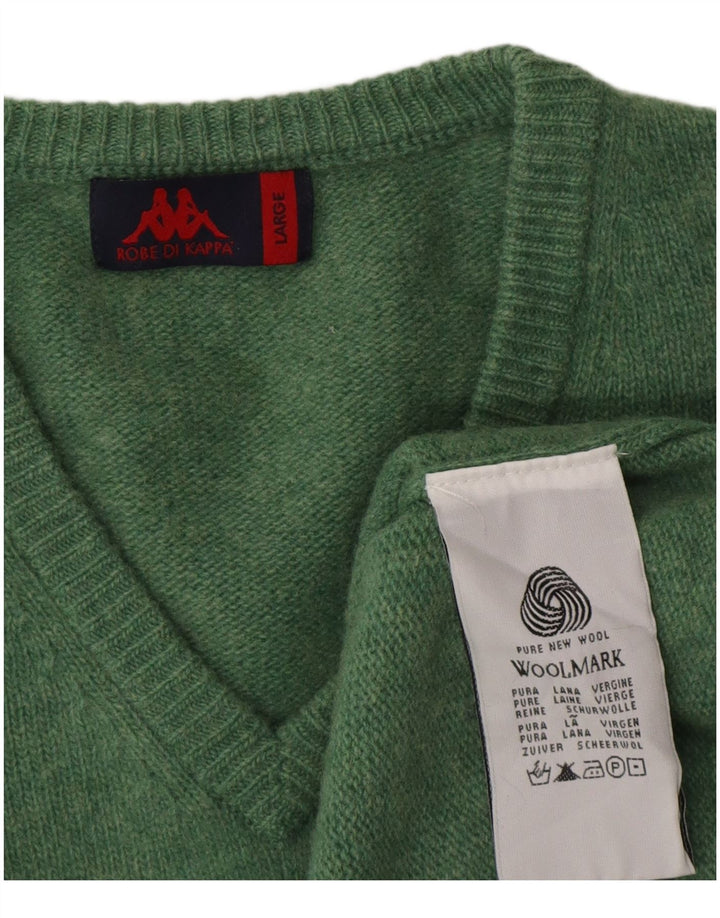 Мужской джемпер Kappa с v-образным вырезом, большой зеленый свитер из натуральной шерсти