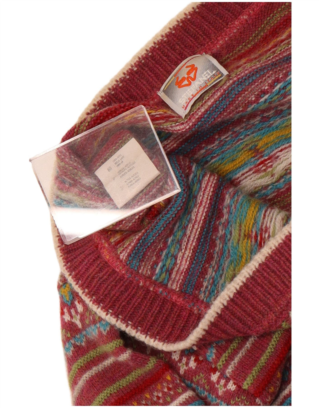 Женский кардиган Stefanel UK 14, средний красный, шерсть Fair Isle