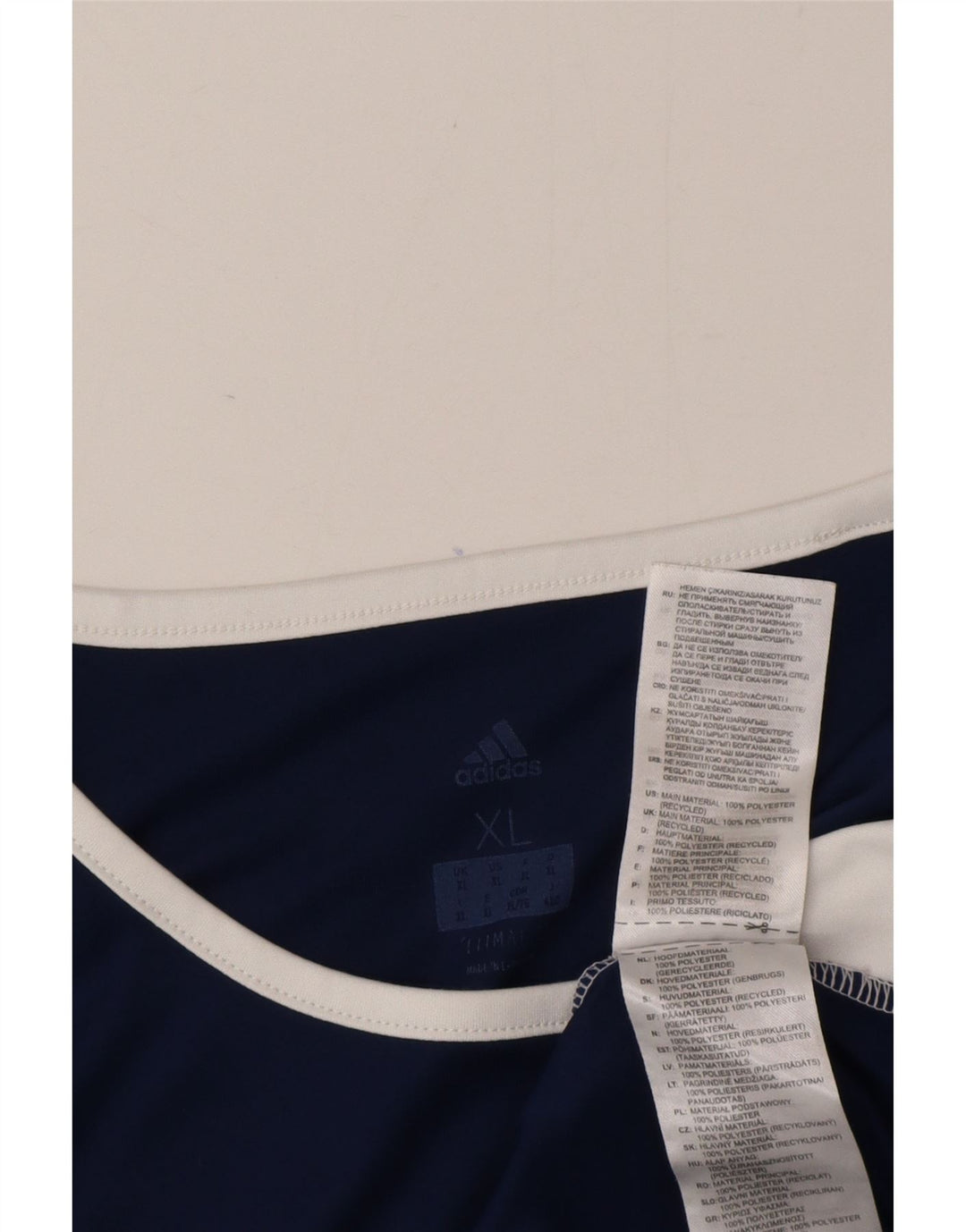 Мужская футболка Adidas Climalite Top XL Темно-синяя с цветными блоками из полиэстера