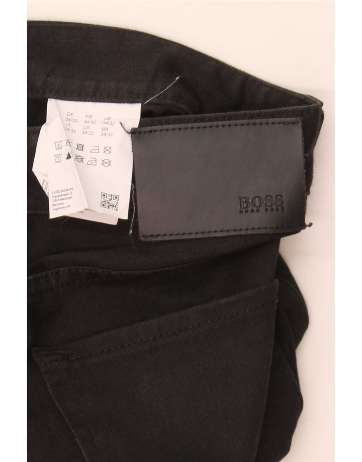 Мужские прямые джинсы Hugo Boss W34 L32, черный хлопок