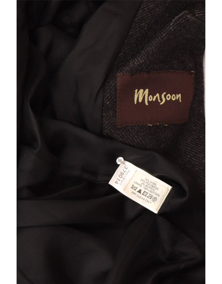 Мужское пальто Monsoon UK 38, классическое шерстяное пальто среднего серого цвета с узором «елочка»