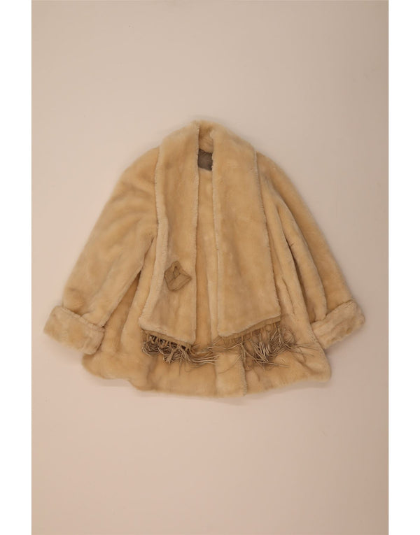Винтажное женское объемное пальто из искусственного меха IT 42, средний бежевый ацетат