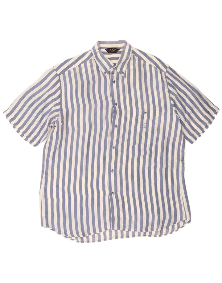 PAUL & SHARK Мужская рубашка с коротким рукавом для яхтинга XL, синяя шелковая полоска