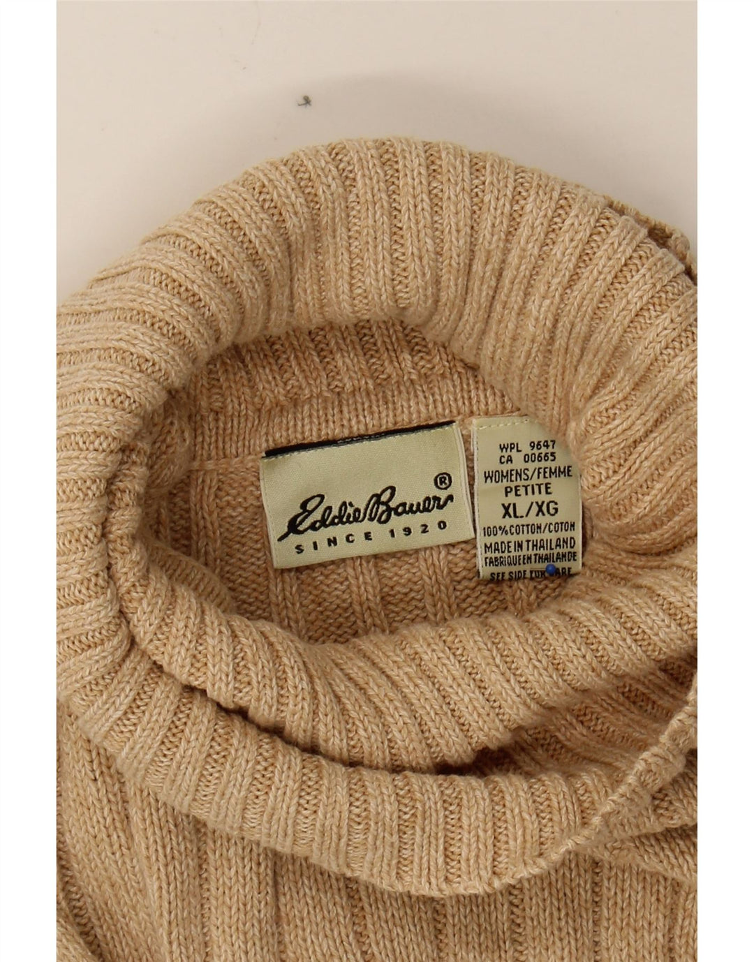 EDDIE BAUER Womens Oversized Roll Neck Jumper Sweater UK 18 XL Beige Vintage Eddie Bauer and Second-Hand Eddie Bauer from Messina Hembry 