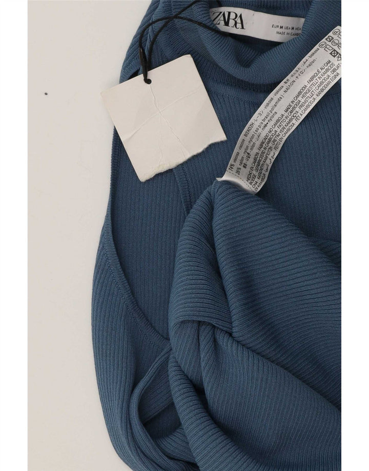 Женский топ на одно плечо Zara UK 12, средний синий вискоза