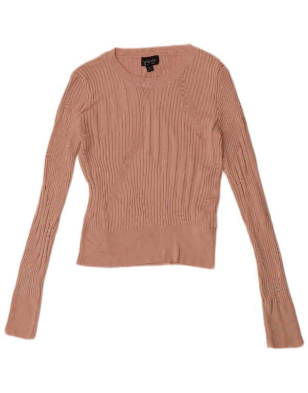 Topshop Womens Crop Top Long Sleeve UK 6 XS Pink Viscose