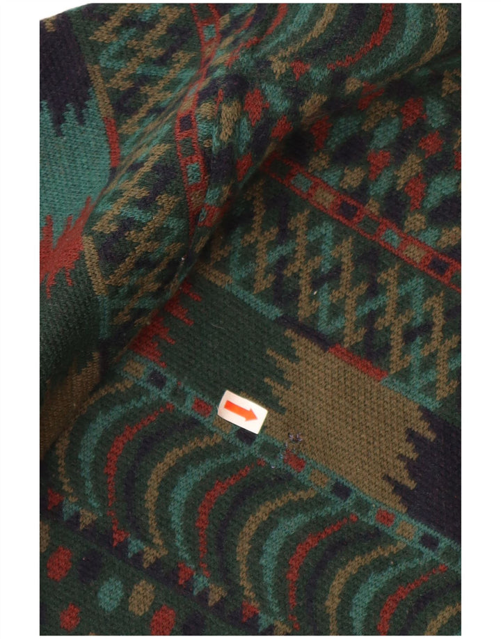 Мужской джемпер с круглым вырезом VINTAGE IT 54 XL, зеленый шерсть Fair Isle