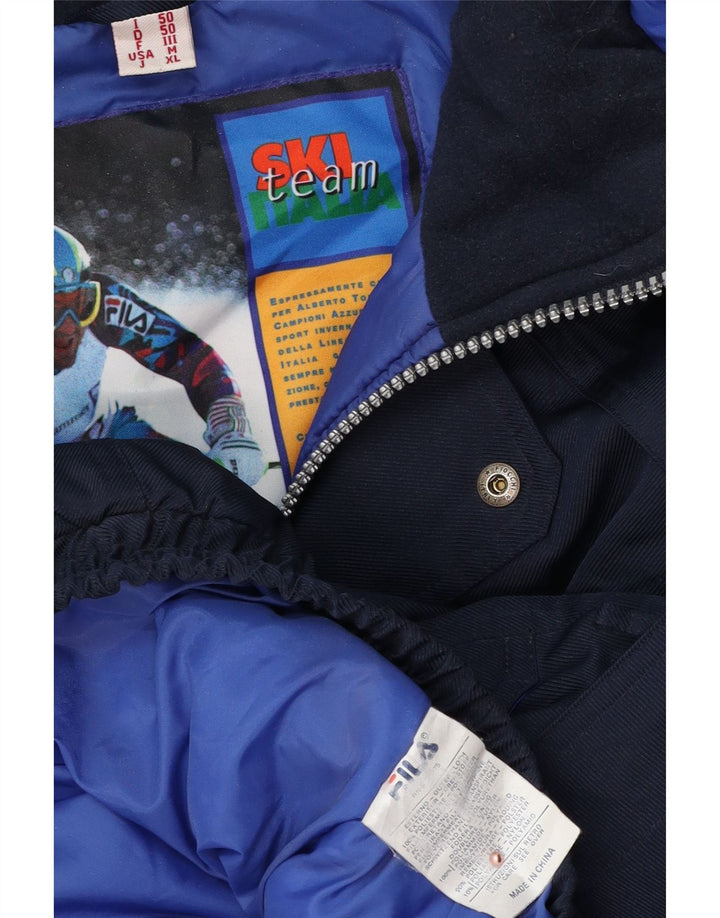 Мужская лыжная куртка свободного покроя FILA с капюшоном IT 50, средний темно-синий, с цветными блоками