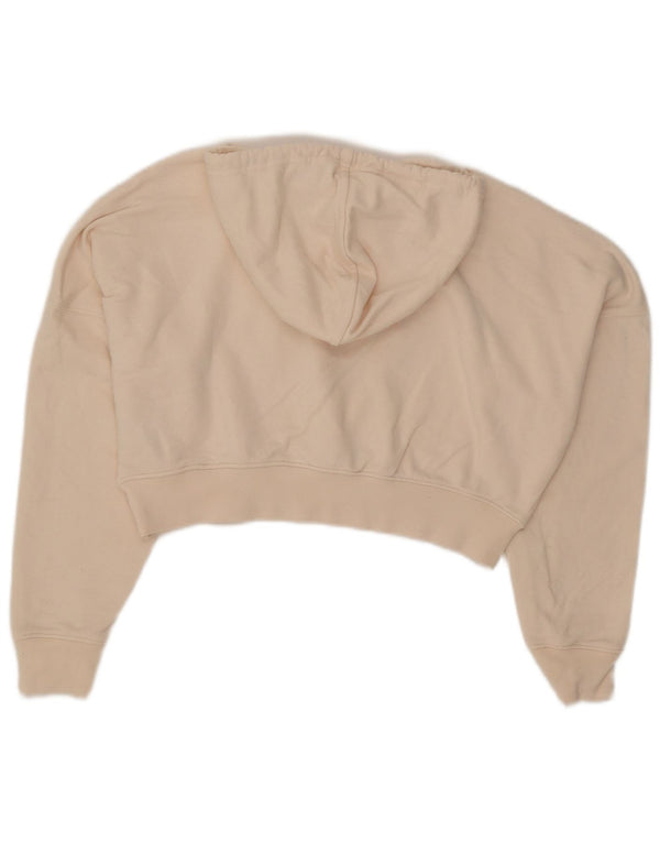 Женский укороченный джемпер с капюшоном Adidas Oversized с рисунком UK 4 XS, бежевый хлопок
