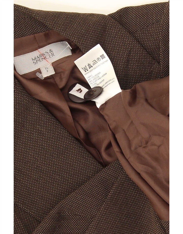 Женский пиджак на 1 пуговице Marks & Spencer UK 14, большой коричневый вискоза