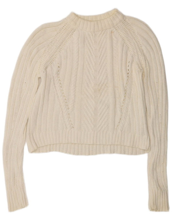 Zara Womens Crop Oversized Turtle Neck Jumper Sweater UK 10 Small White