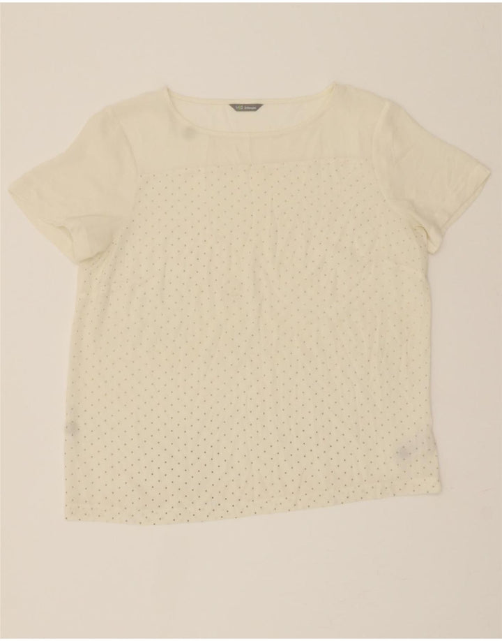 MARKS & SPENCER Womens Blouse Top UK 14 Large White Polyester Vintage Marks & Spencer and Second-Hand Marks & Spencer from Messina Hembry 