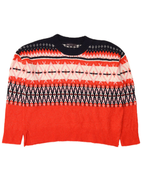 Женский джемпер с круглым вырезом Marks & Spencer UK 16, большой красный Fair Isle