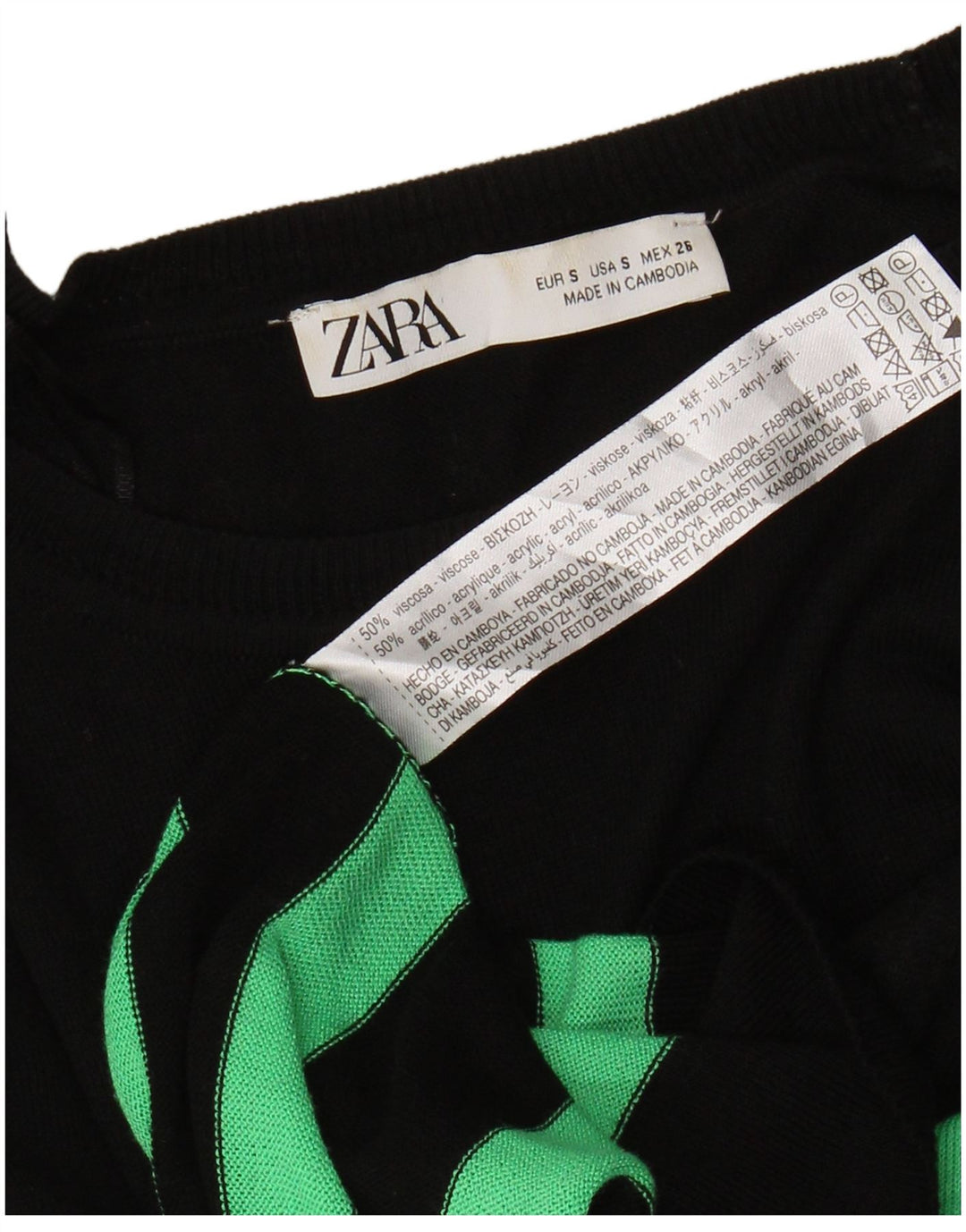 Женский джемпер с вырезом «лодочкой» Zara UK 10, маленький вискозный черный в полоску