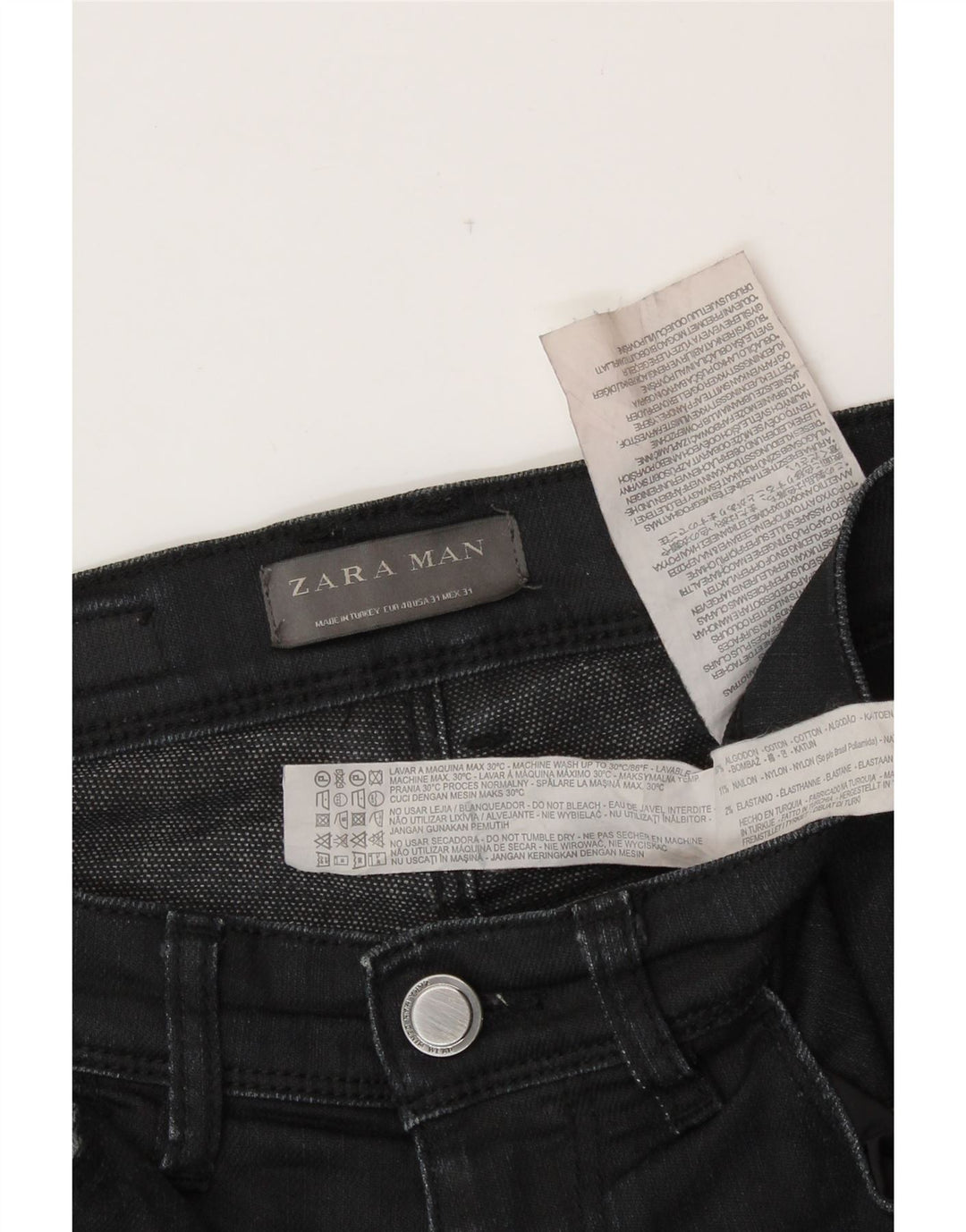 Мужские джинсы скинни ZARA EU 40 Medium W31 L30, черный хлопок