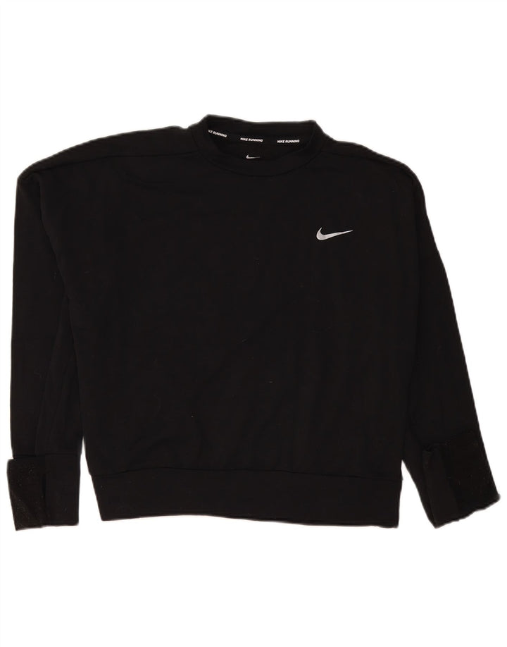 NIKE Womens Dri Fit Sweatshirt Jumper UK 14 Medium Black Polyester