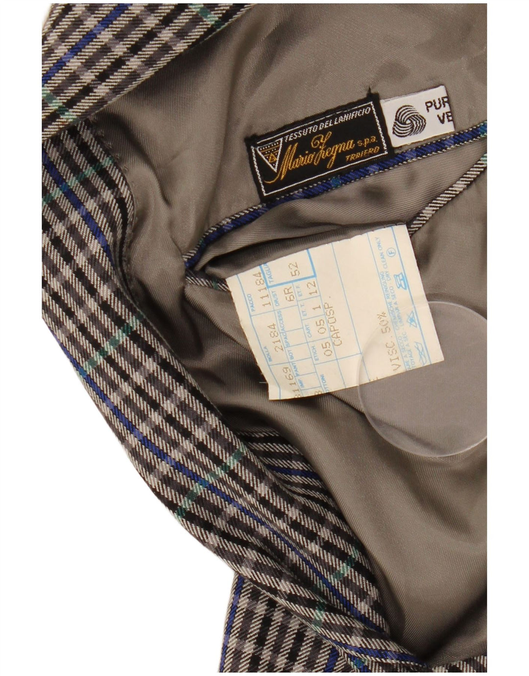 Мужской пиджак на двух пуговицах MARIO ZEGNA IT 52 XL, серый, шерстяной в клетку