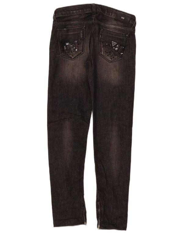 Женские потертые джинсы скинни Guess W25 L28, черный хлопок