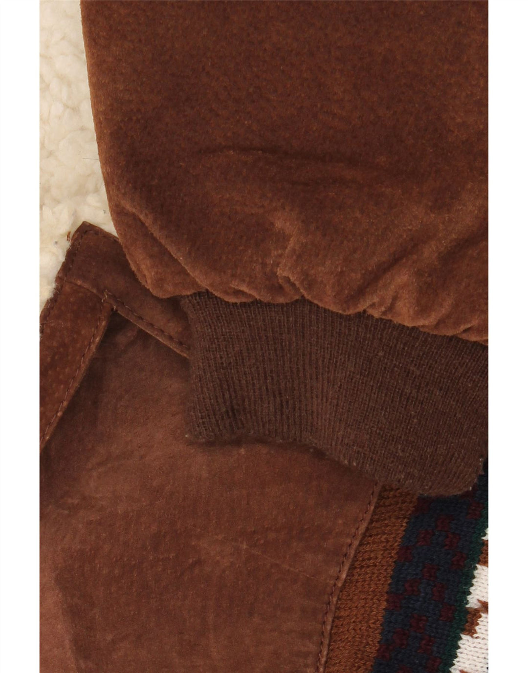 Винтажная мужская куртка свободного кроя из шерпа, Великобритания, 44, 2XL, коричневая кожа с геометрическим рисунком