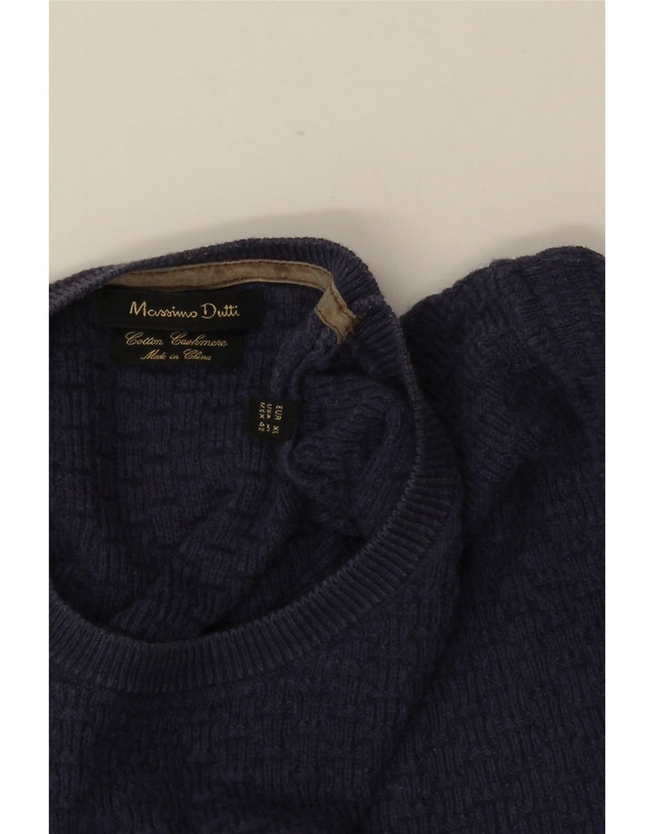 Мужской джемпер с круглым вырезом MASSIMO DUTTI XL, синий хлопок