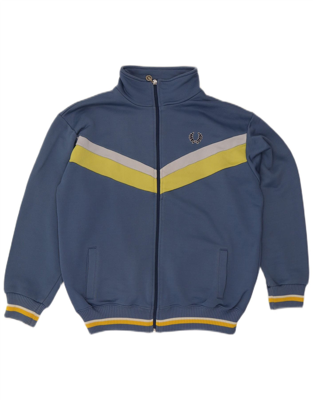 Мужской спортивный костюм Fred Perry, верхняя куртка, хлопок среднего синего цвета с цветными блоками