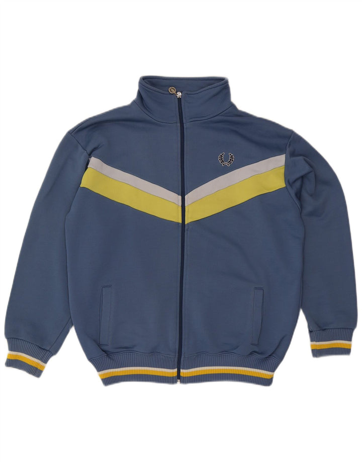 Мужской спортивный костюм Fred Perry, верхняя куртка, хлопок среднего синего цвета с цветными блоками
