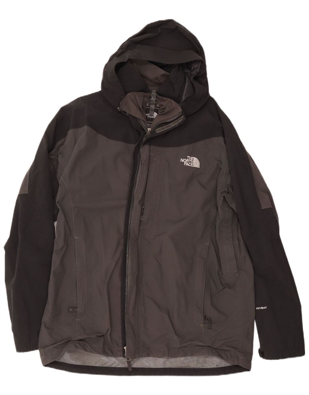 Мужская дождевик с капюшоном The North Face UK 44 2XL Серый полиэстер с цветными блоками