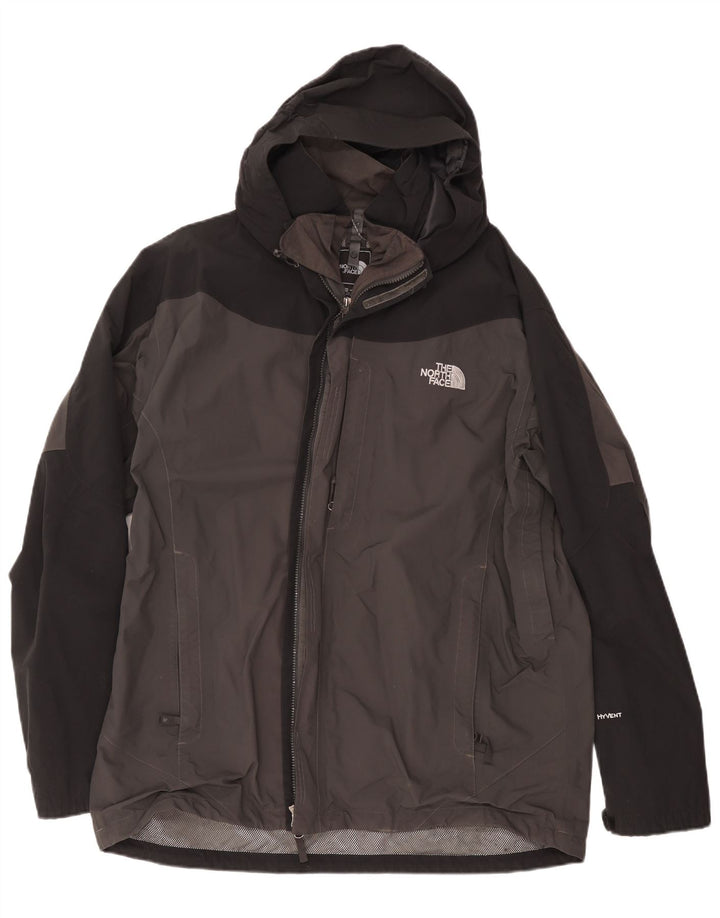 Мужская дождевик с капюшоном The North Face UK 44 2XL Серый полиэстер с цветными блоками