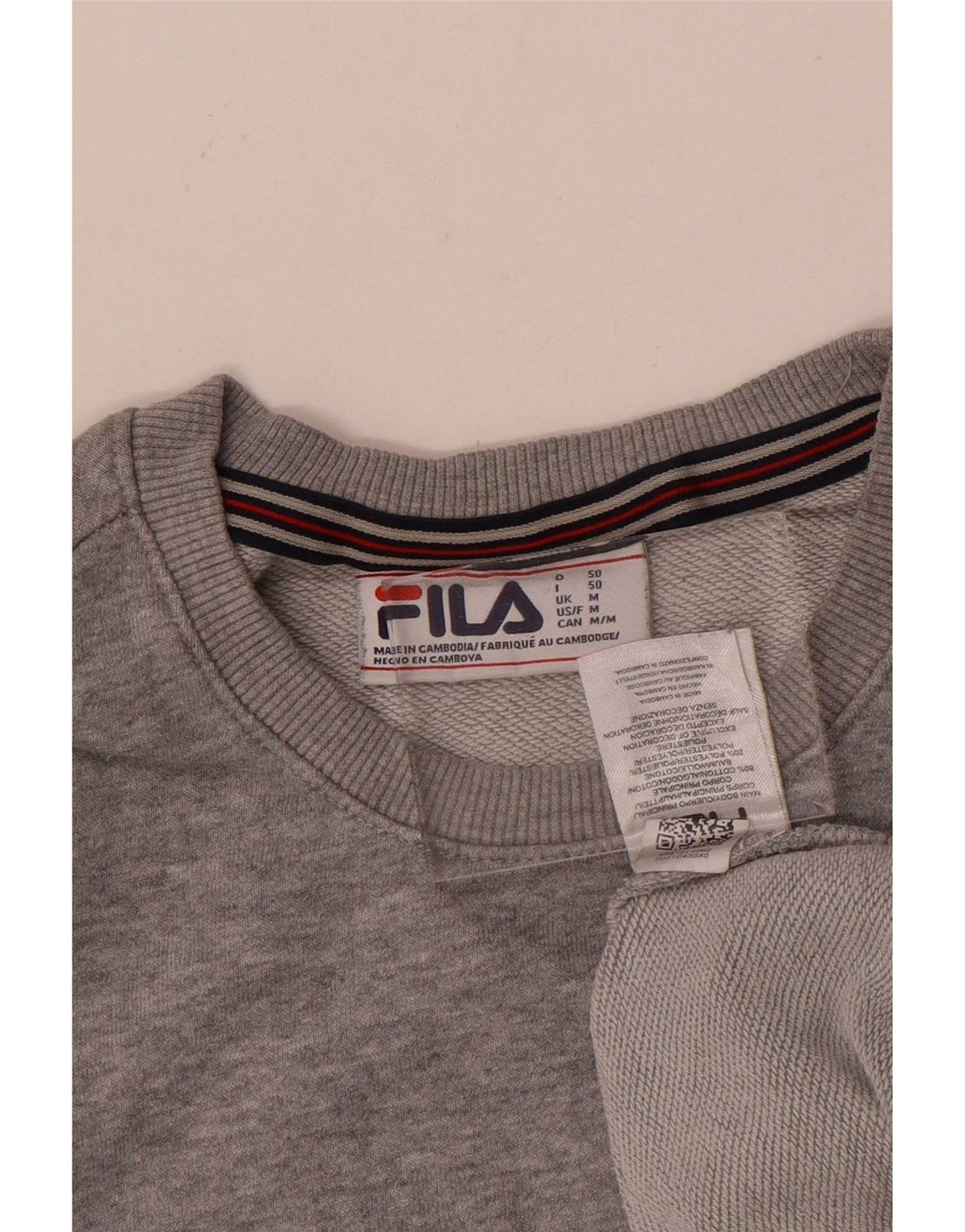 Fila Мужской свитшот с рисунком, хлопковый джемпер среднего серого цвета