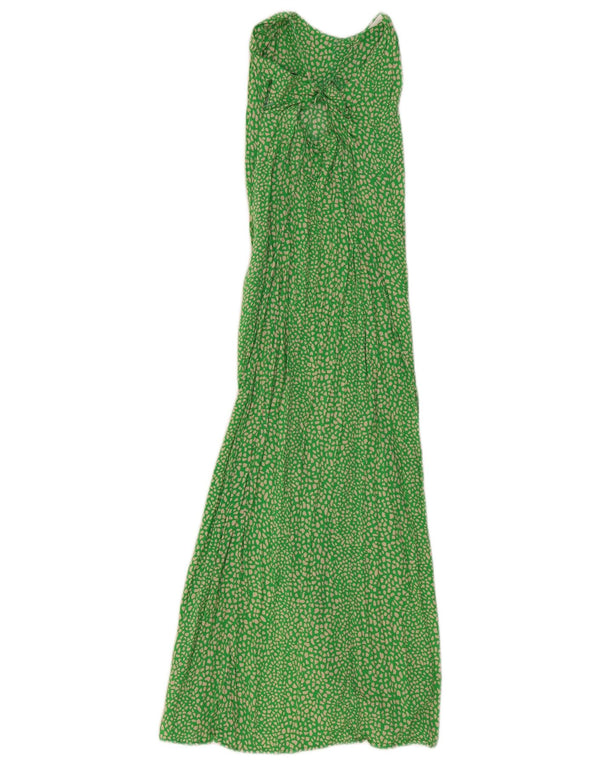 Женское платье макси Zara UK 4 XS зеленое с животным принтом