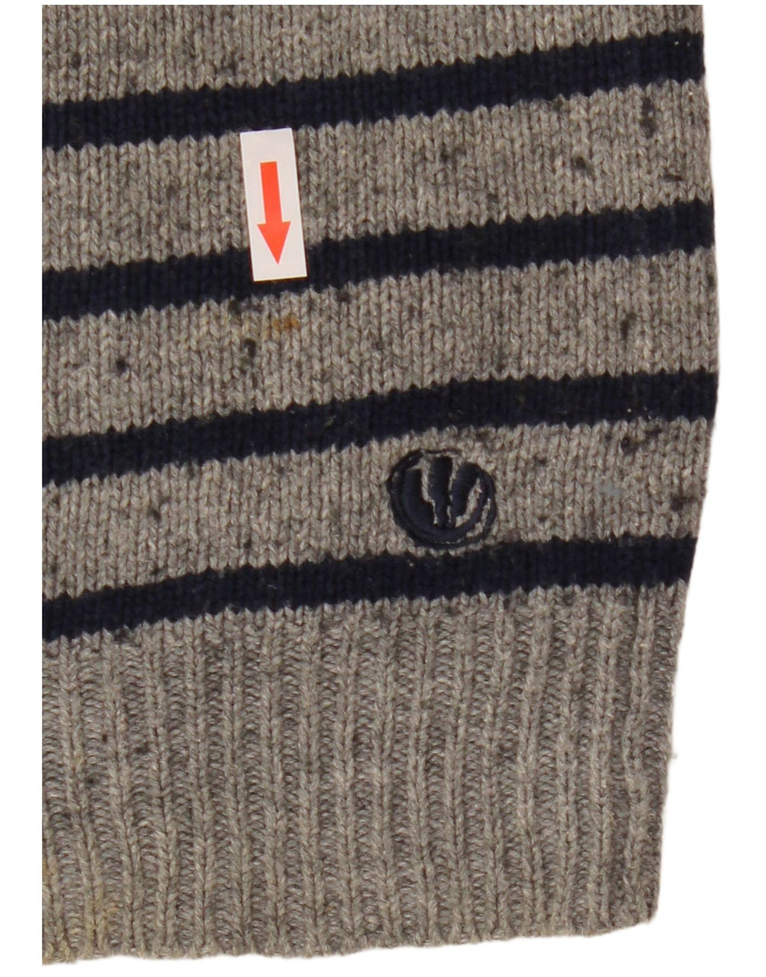 Мужской джемпер с круглым вырезом Fat Face, свитер среднего серого цвета в полоску