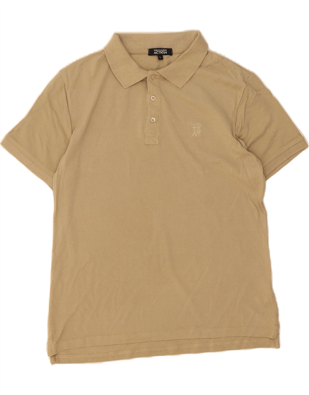 TRUSSARDI Mens Action Polo Shirt Large Beige Cotton Vintage Trussardi and Second-Hand Trussardi from Messina Hembry 