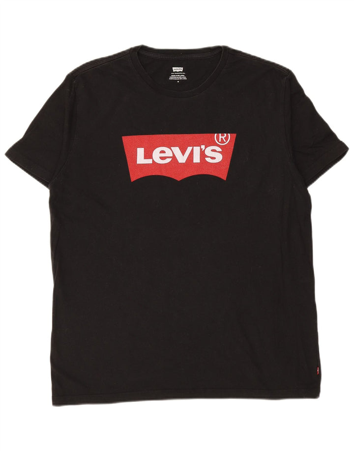 Мужская футболка с рисунком LEVI'S, хлопковый топ среднего размера, черный