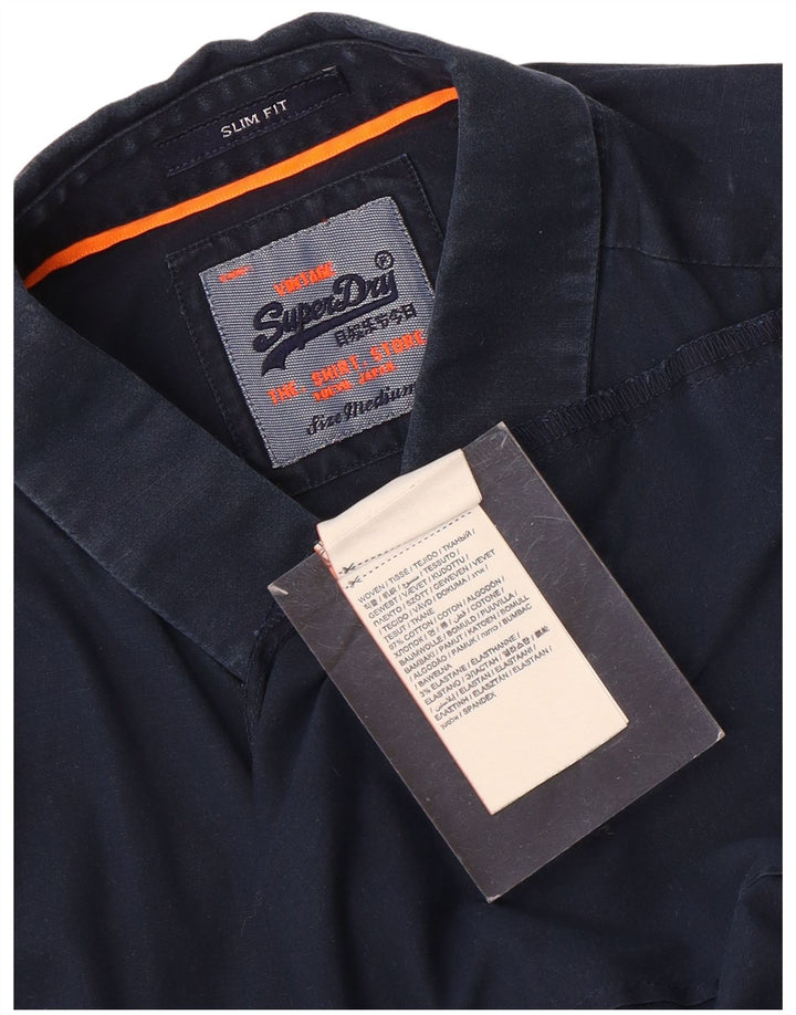 Мужская рубашка приталенного кроя Superdry, средний темно-синий хлопок