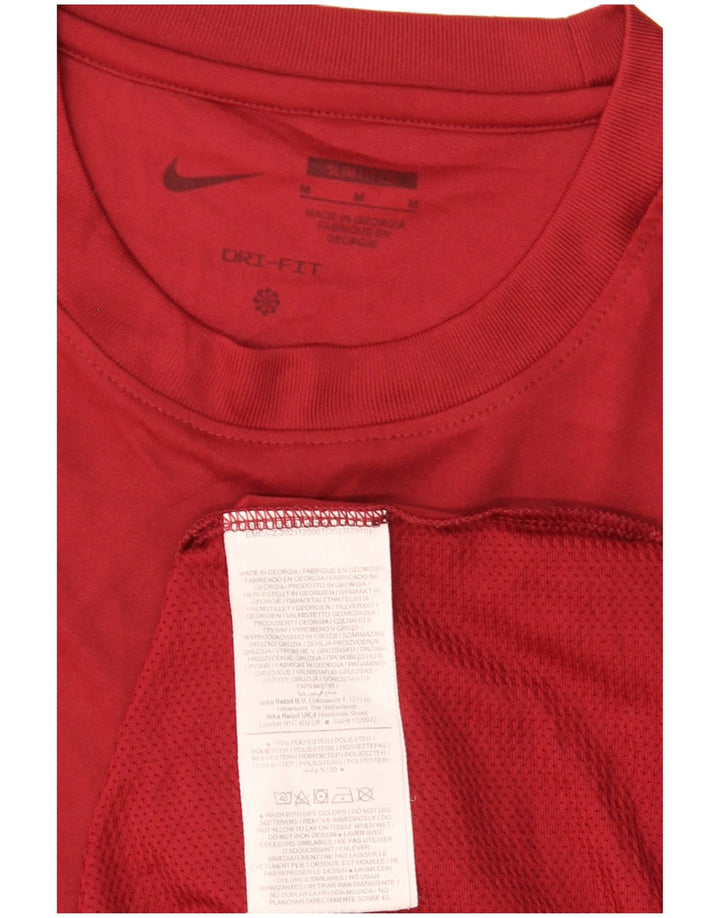 Мужская футболка Nike Dri Fit Slim Fit с графикой, верх среднего темно-бордового цвета из полиэстера